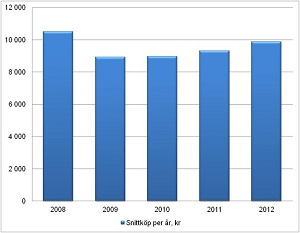 Kundernas snittköp Rut per år_2008-2012_300