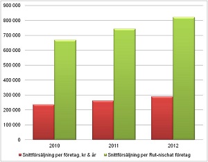 Snittförsäljning rut per år och företag 2010-2012_300